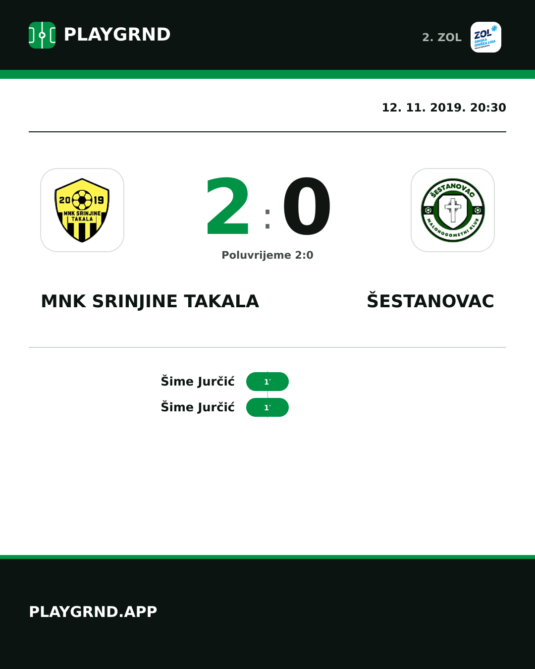 Instagram slika: MNK Srinjine Takala 2:0 Šestanovac