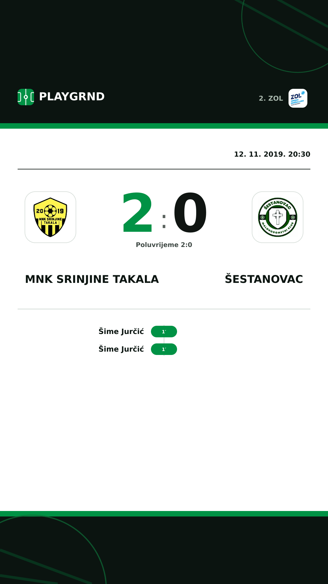 Instagram slika: MNK Srinjine Takala 2:0 Šestanovac