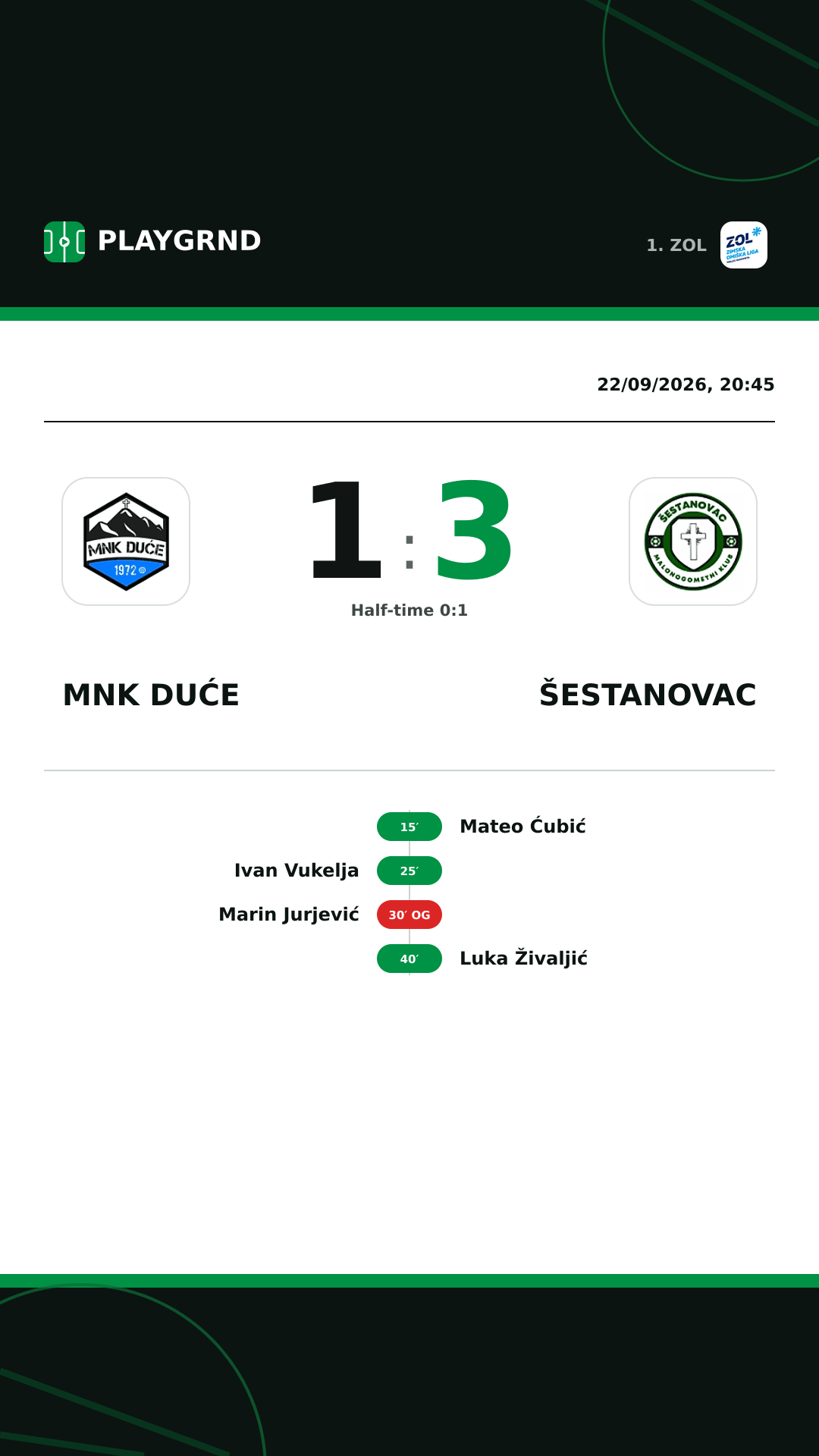 Instagram artwork: MNK Duće 1:3 Šestanovac