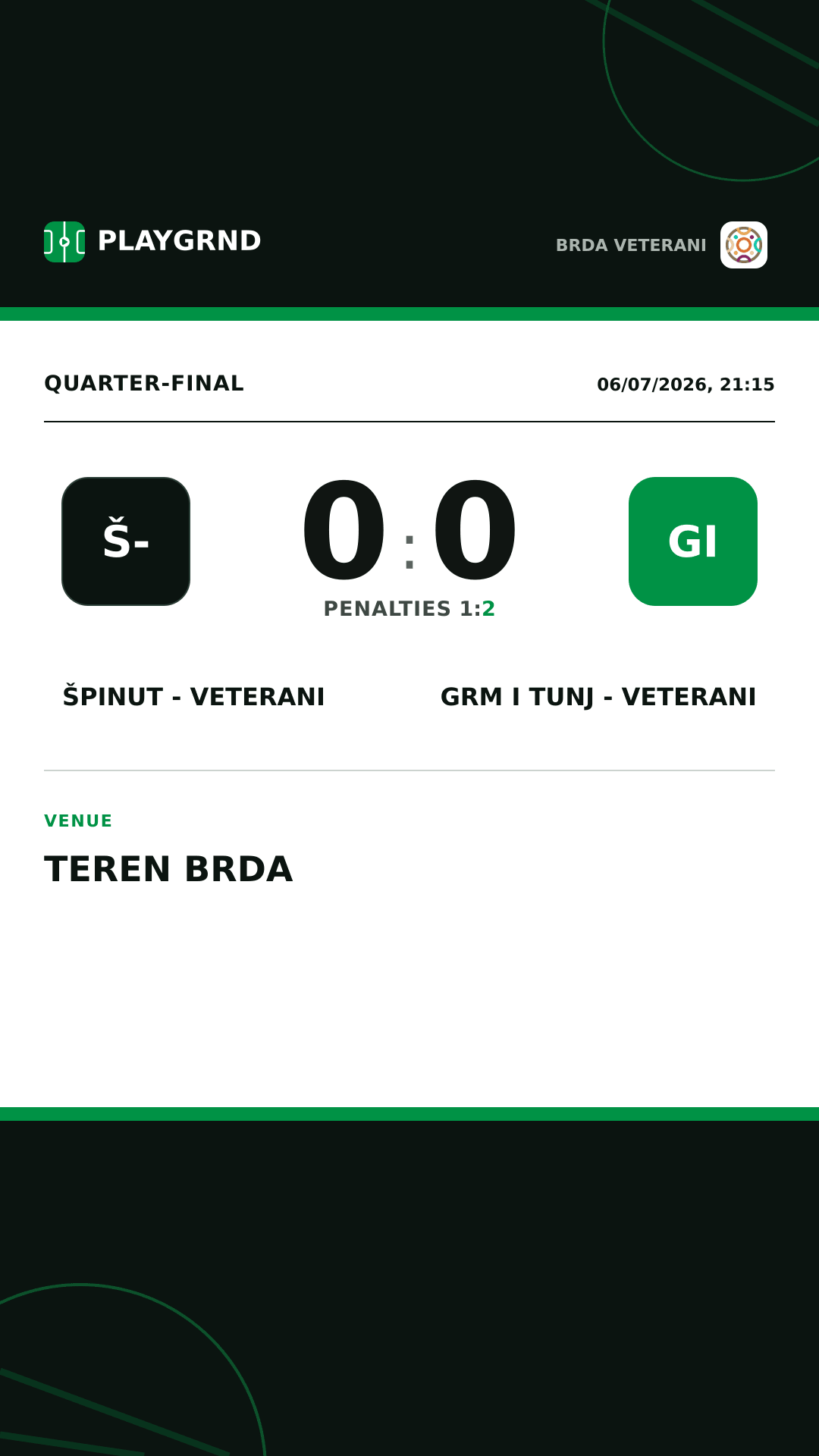 Instagram artwork: Špinut - Veterani 0:0 Grm i Tunj - Veterani