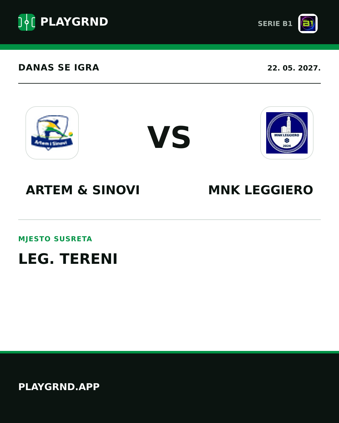 Instagram slika: Artem & Sinovi vs MNK Leggiero