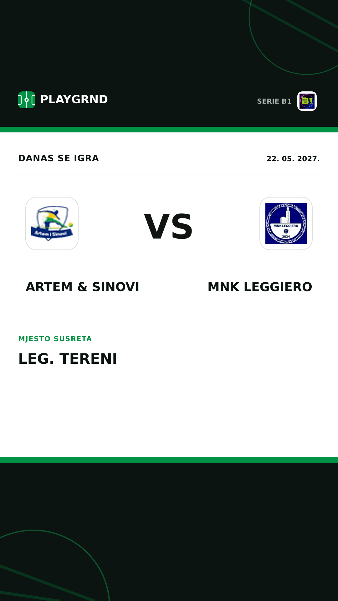 Instagram slika: Artem & Sinovi vs MNK Leggiero