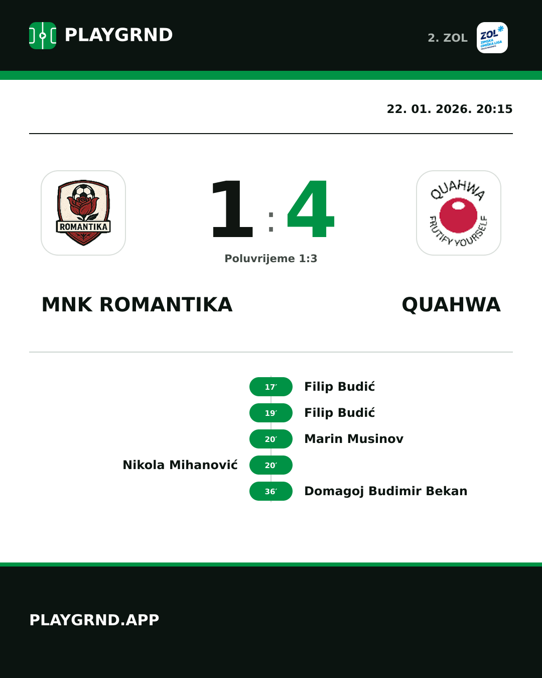 Instagram slika: MNK Romantika 1:4 QUAHWA