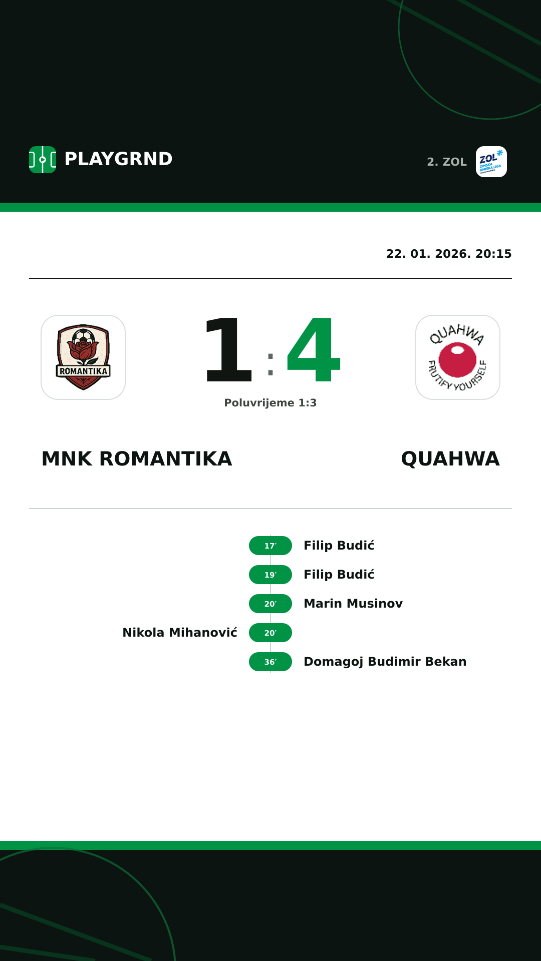 Instagram slika: MNK Romantika 1:4 QUAHWA