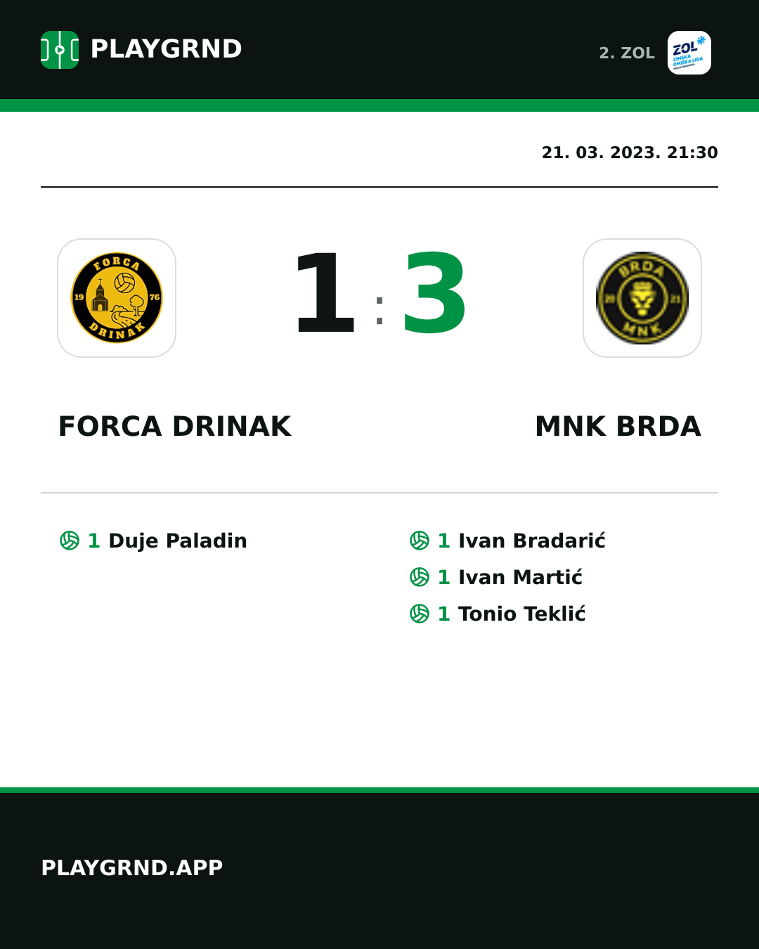 Instagram slika: Forca Drinak 1:3 MNK Brda