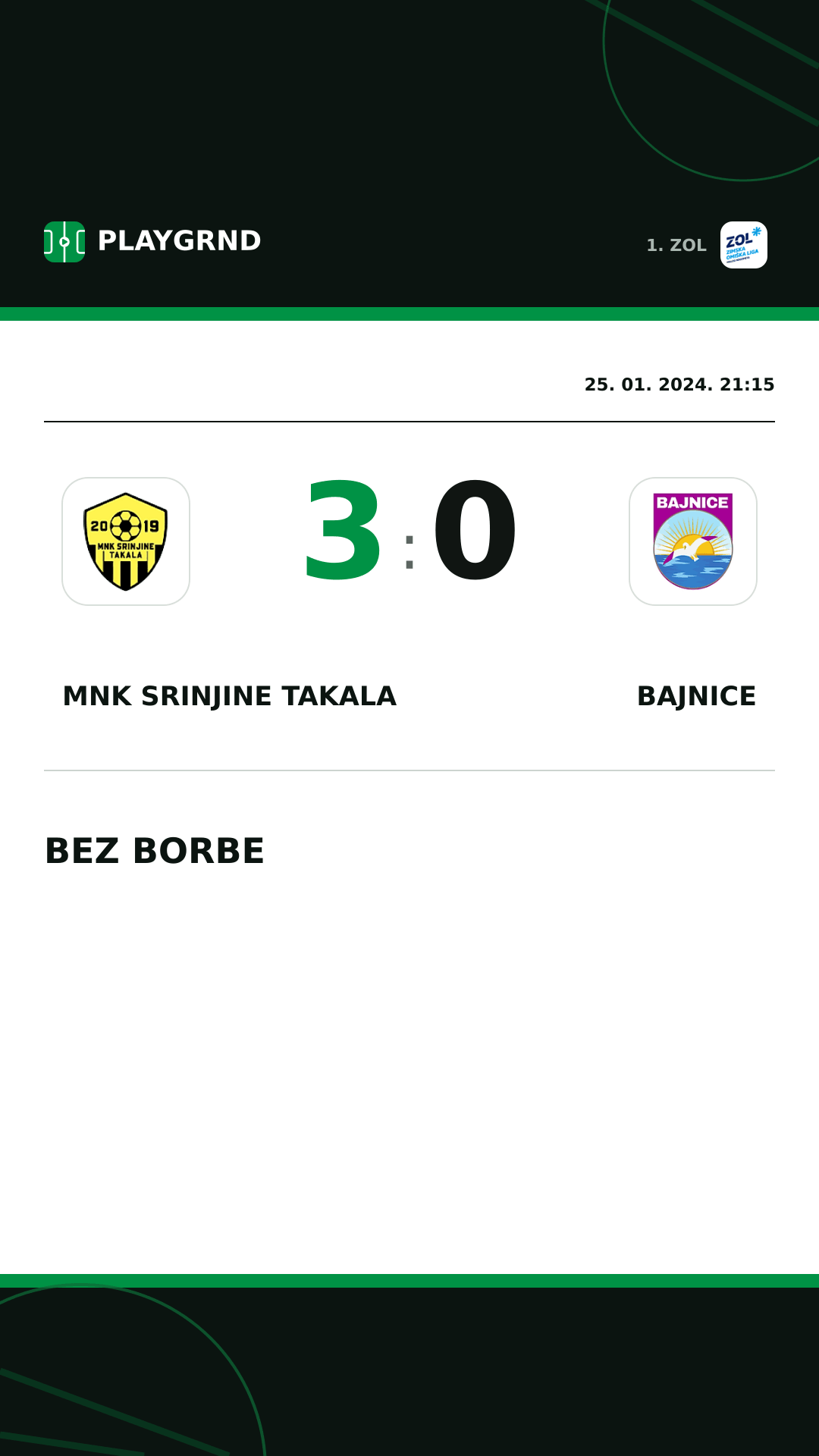 Instagram slika: MNK Srinjine Takala 3:0 Bajnice
