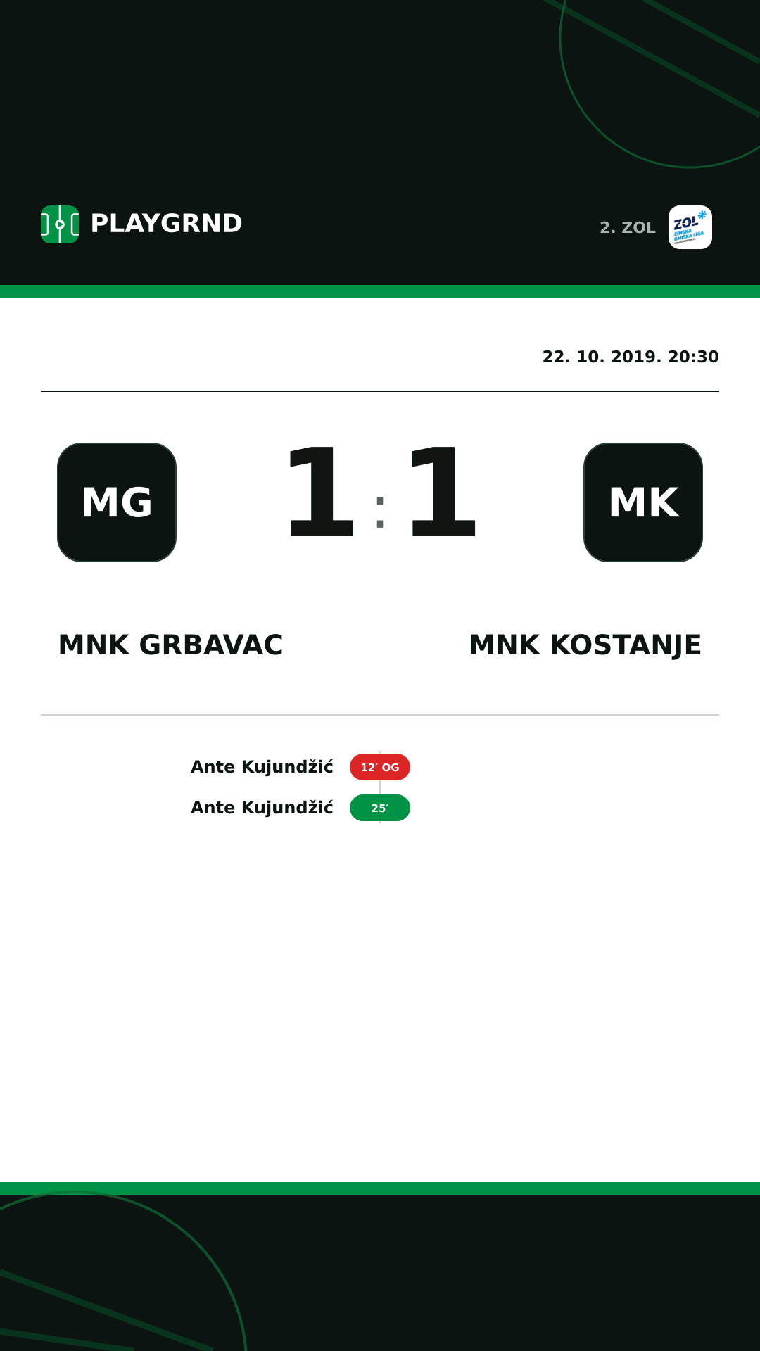 Instagram slika: MNK Grbavac 1:1 MNK Kostanje