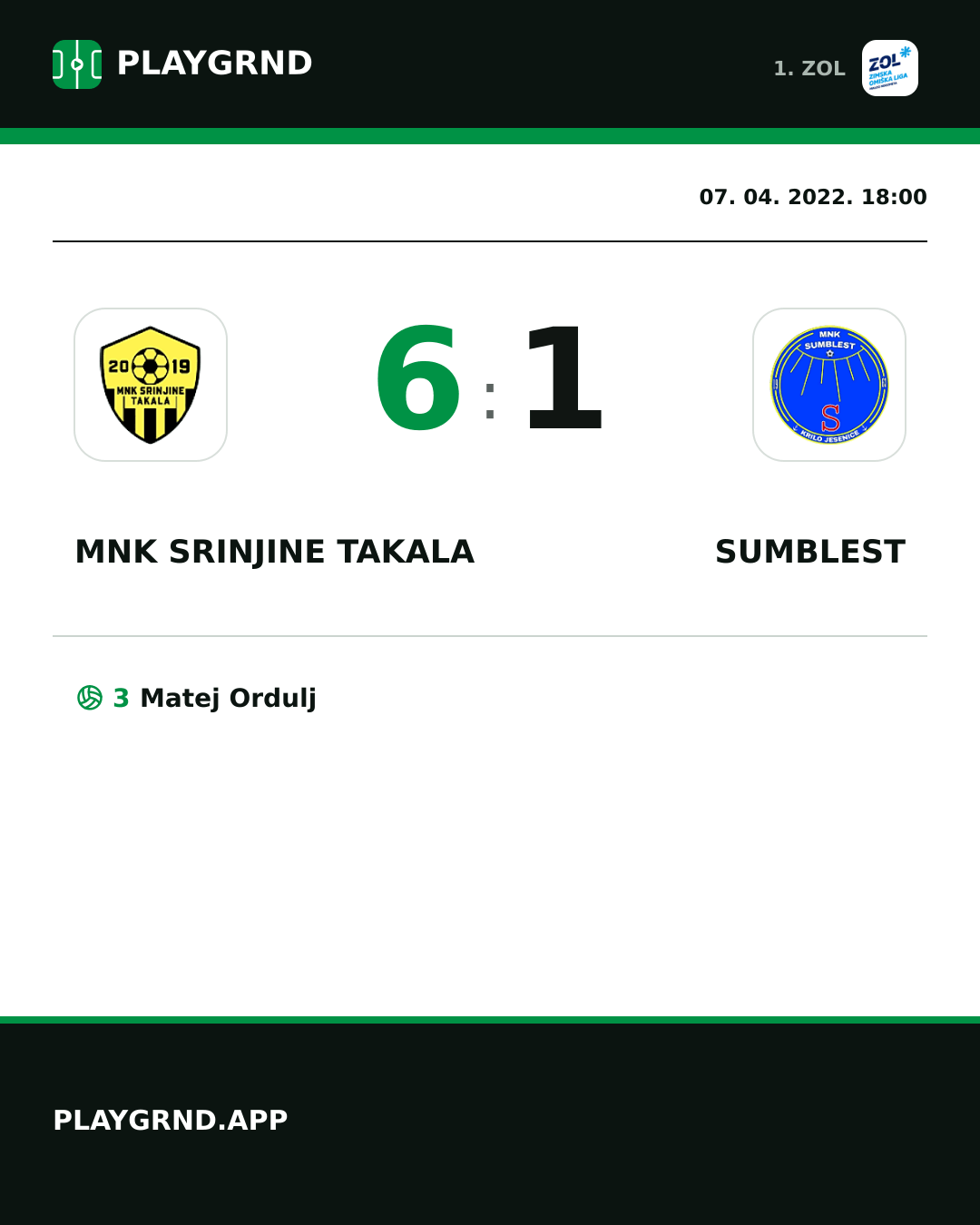 Instagram slika: MNK Srinjine Takala 6:1 Sumblest