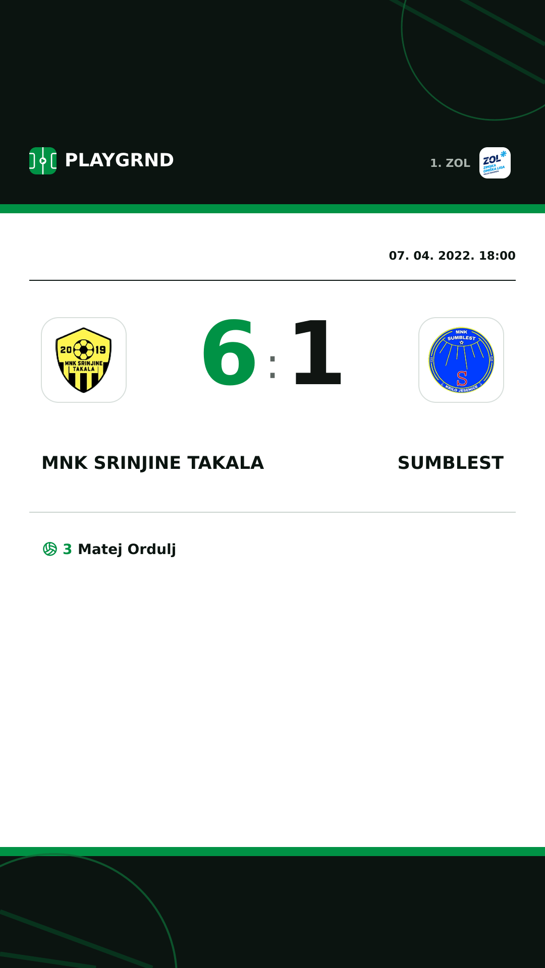 Instagram slika: MNK Srinjine Takala 6:1 Sumblest