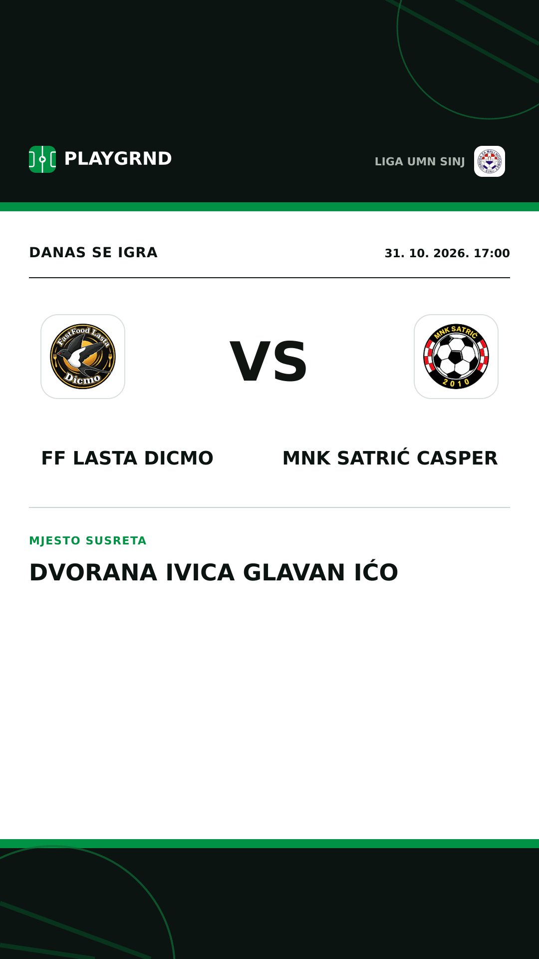 Instagram slika: FF Lasta Dicmo vs MNK Satrić Casper