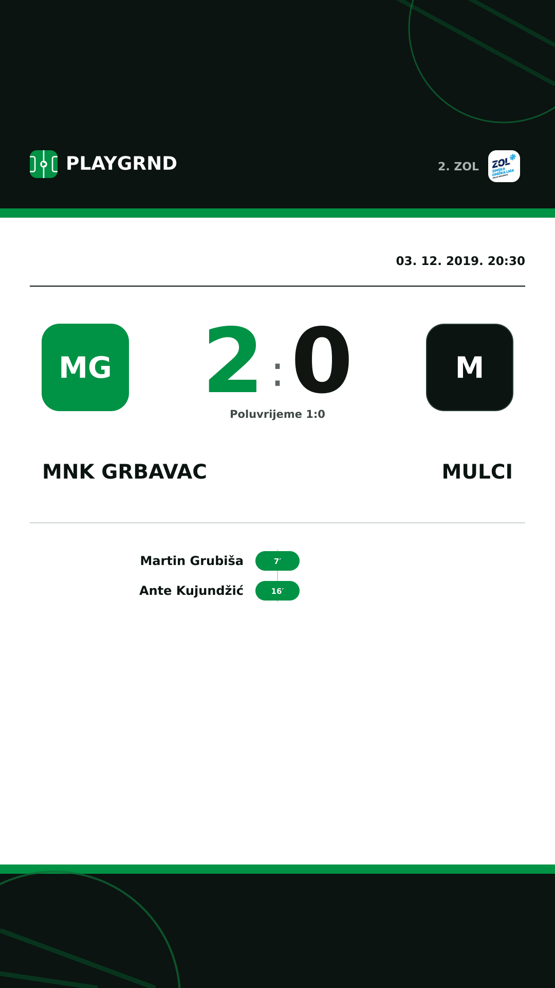 Instagram slika: MNK Grbavac 2:0 Mulci