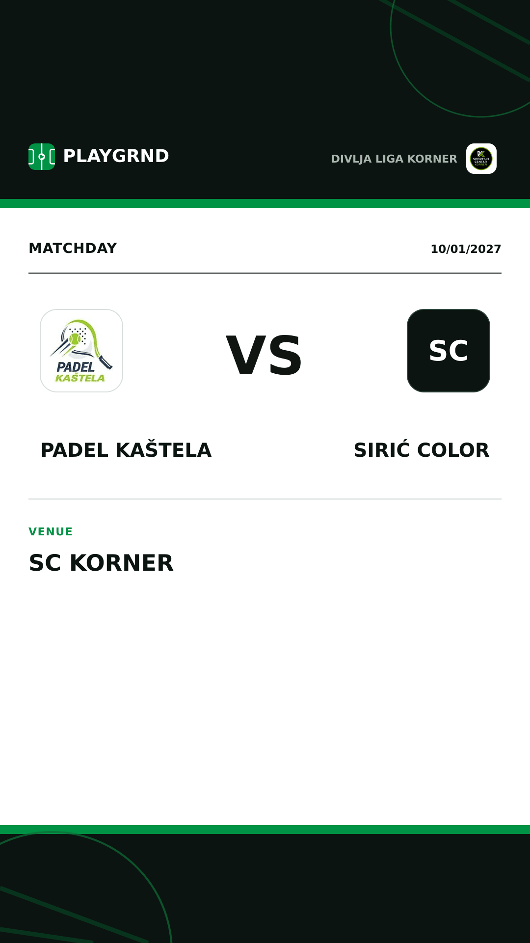 Instagram artwork: Padel Kaštela vs Sirić Color