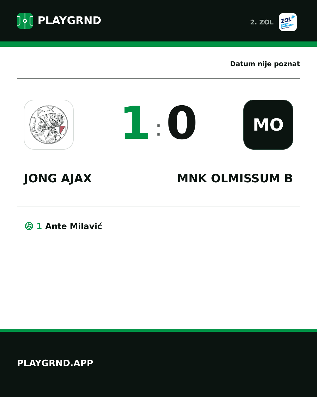 Instagram slika: Jong Ajax 1:0 MNK Olmissum B