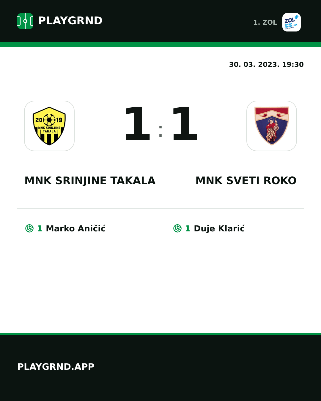 Instagram slika: MNK Srinjine Takala 1:1 MNK Sveti Roko
