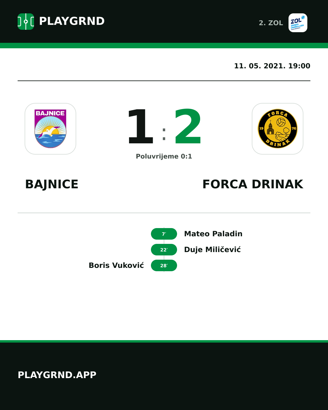 Instagram slika: Bajnice 1:2 Forca Drinak