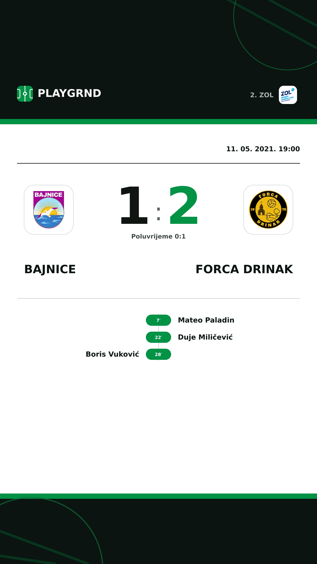 Instagram slika: Bajnice 1:2 Forca Drinak