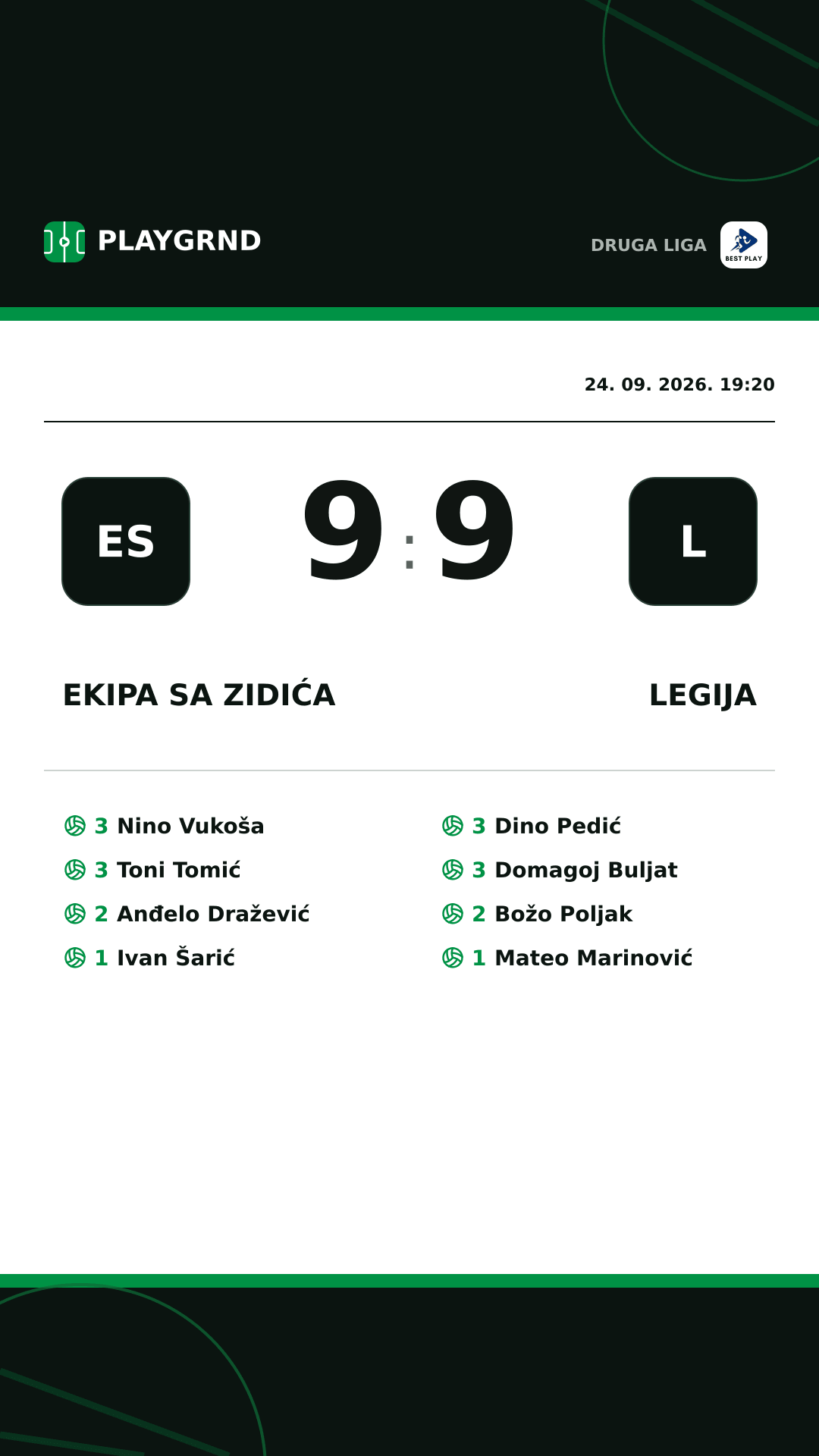 Instagram slika: Ekipa sa Zidića 9:9 Legija