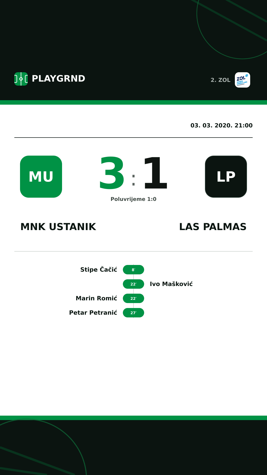 Instagram slika: MNK Ustanik 3:1 Las Palmas
