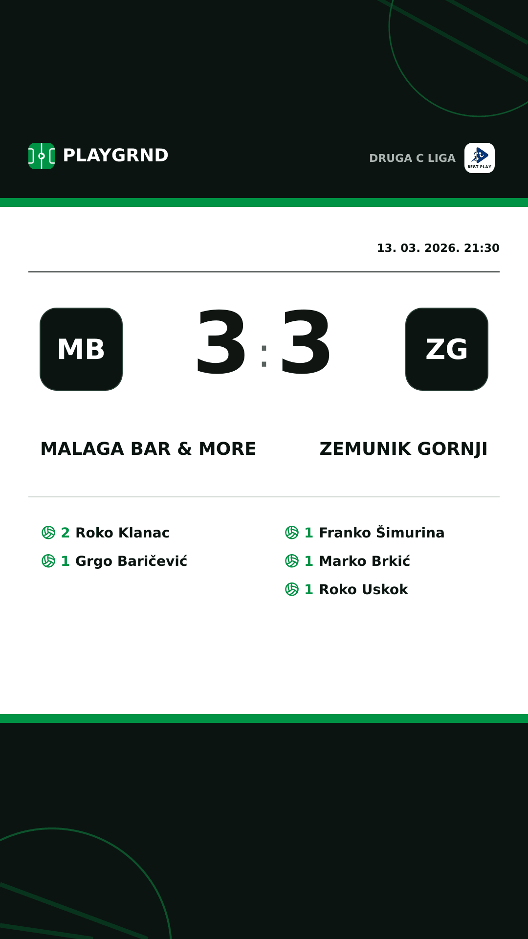 Instagram slika: Malaga Bar & More 3:3 Zemunik Gornji