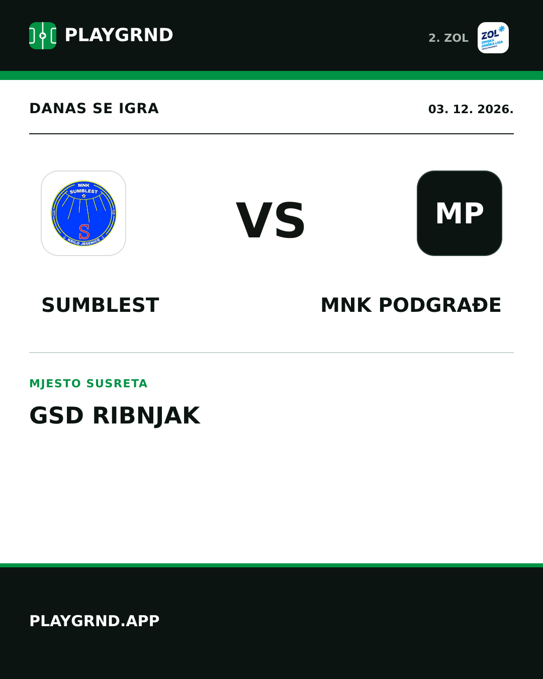 Instagram slika: Sumblest vs MNK Podgrađe