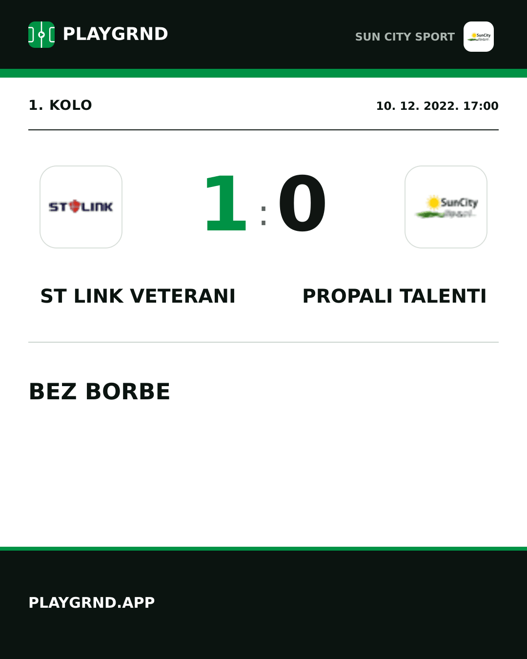 Instagram slika: ST Link Veterani 1:0 Propali Talenti