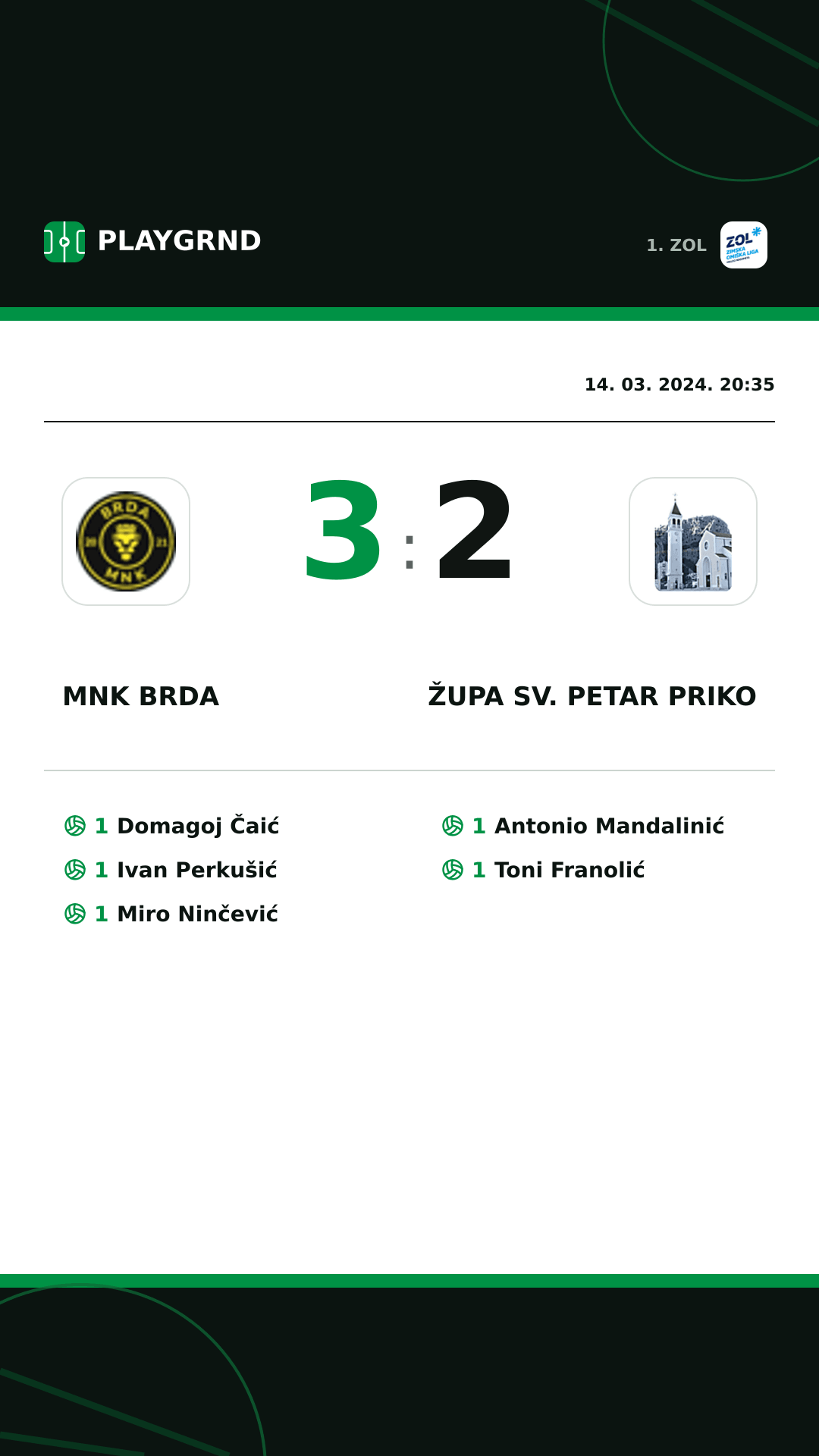 Instagram slika: MNK Brda 3:2 Župa Sv. Petar Priko