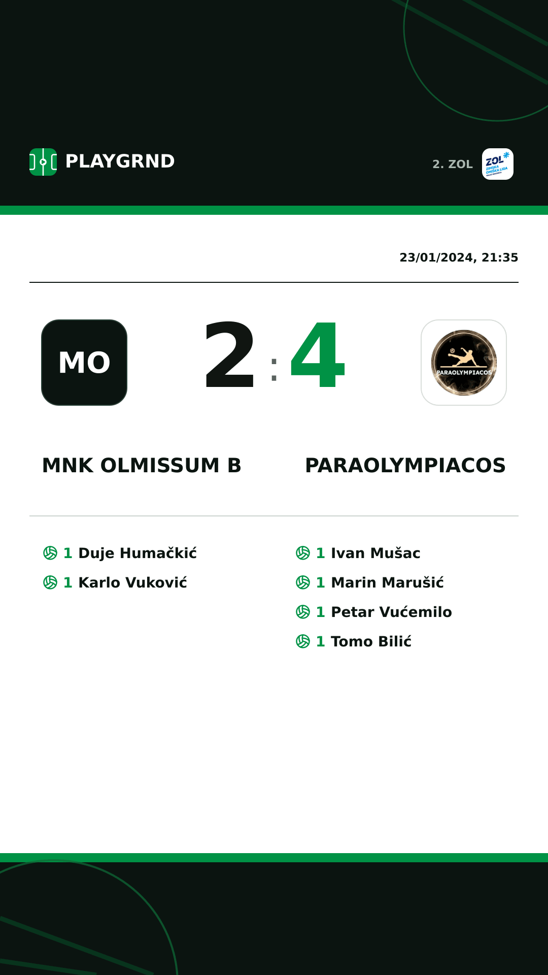 Instagram artwork: MNK Olmissum B 2:4 Paraolympiacos