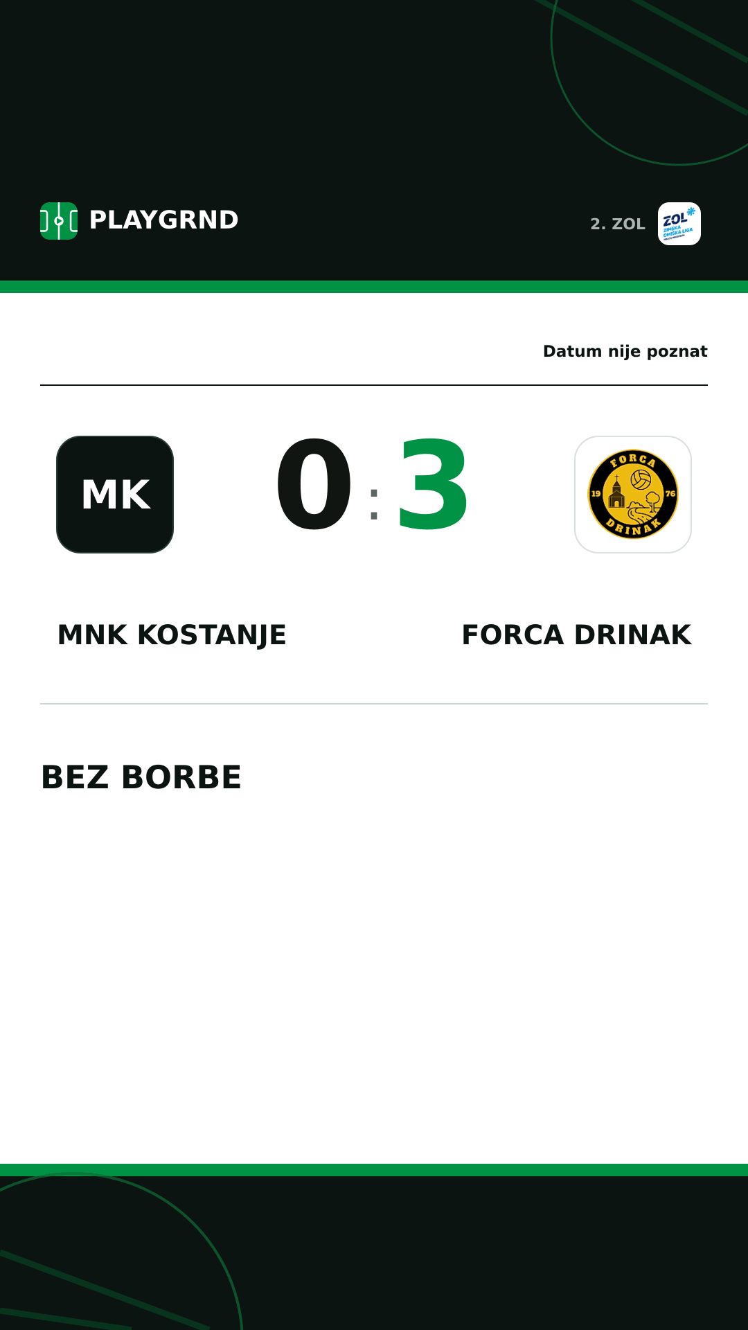Instagram slika: MNK Kostanje 0:3 Forca Drinak