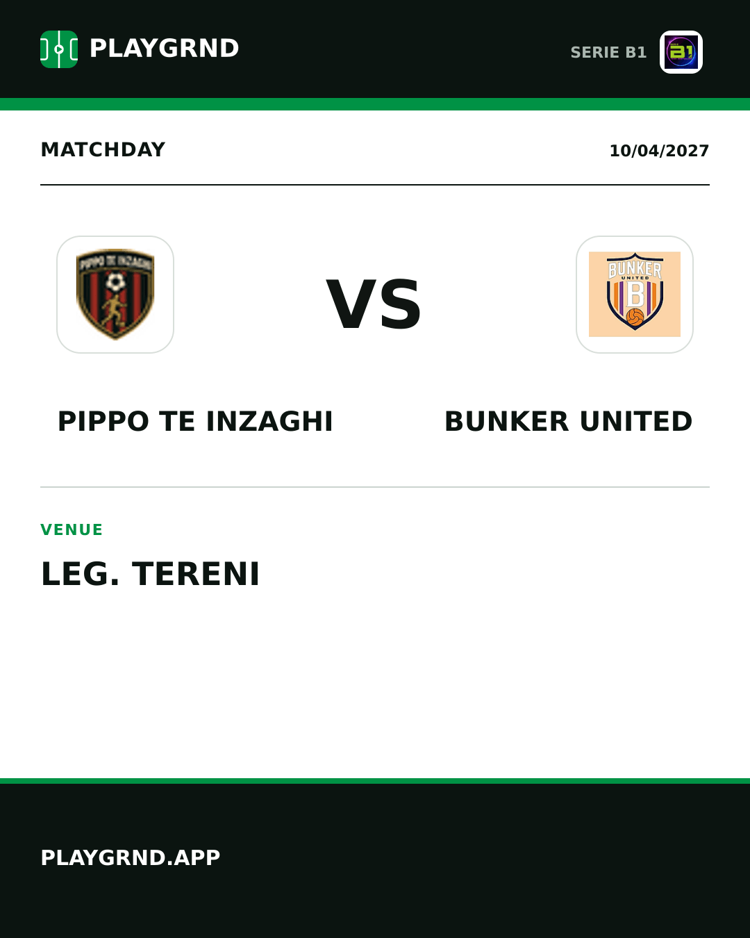 Instagram artwork: Pippo TE Inzaghi vs Bunker United