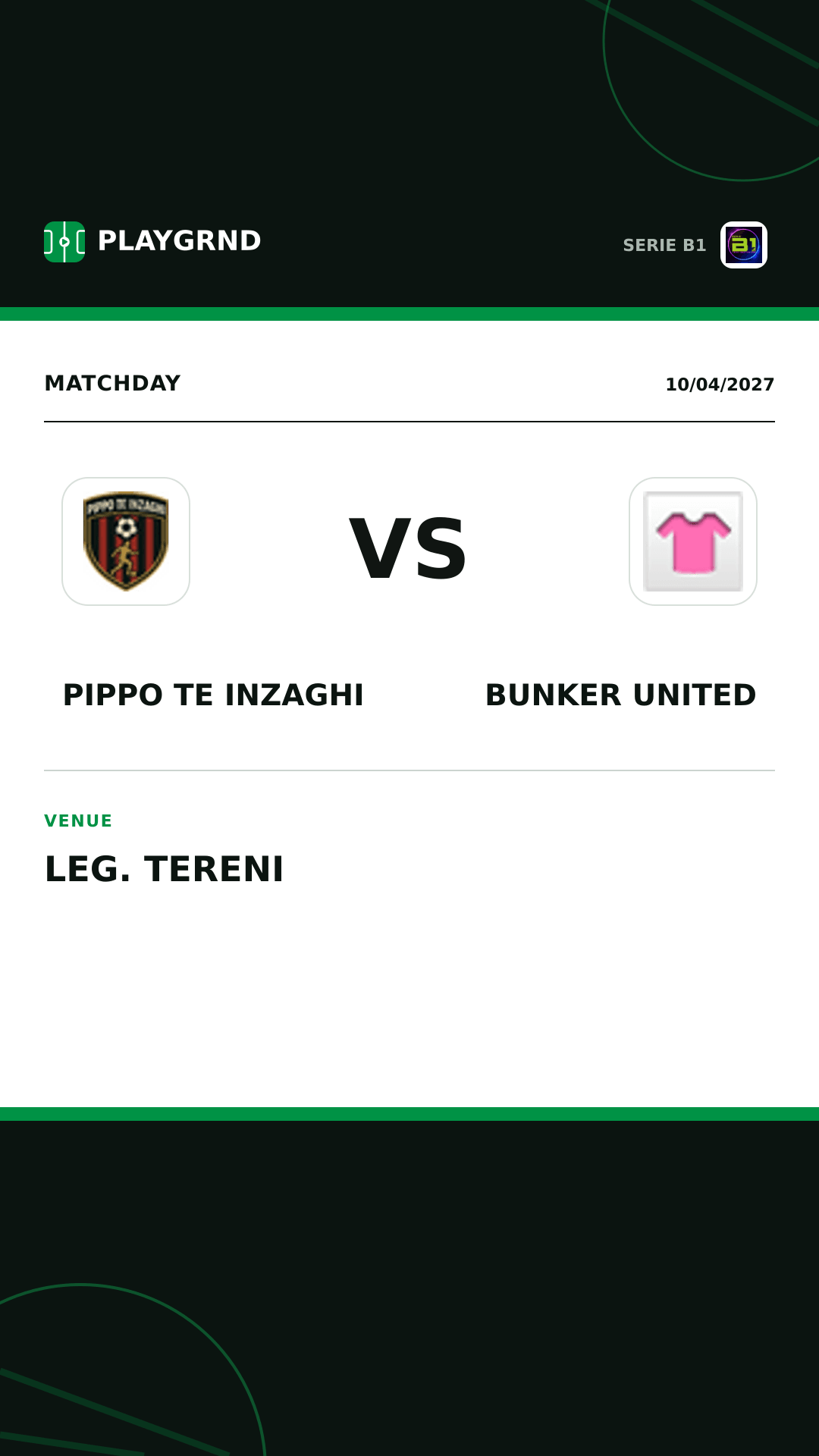 Instagram artwork: Pippo TE Inzaghi vs Bunker United