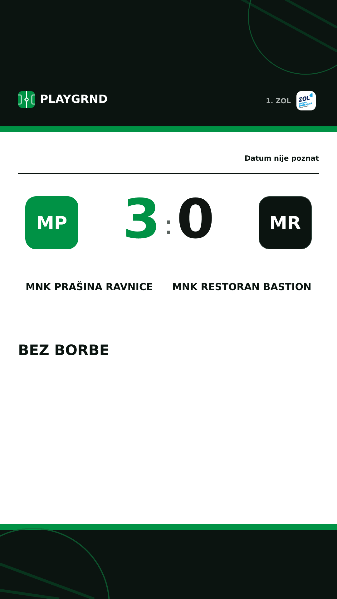 Instagram slika: MNK Prašina Ravnice 3:0 MNK Restoran Bastion