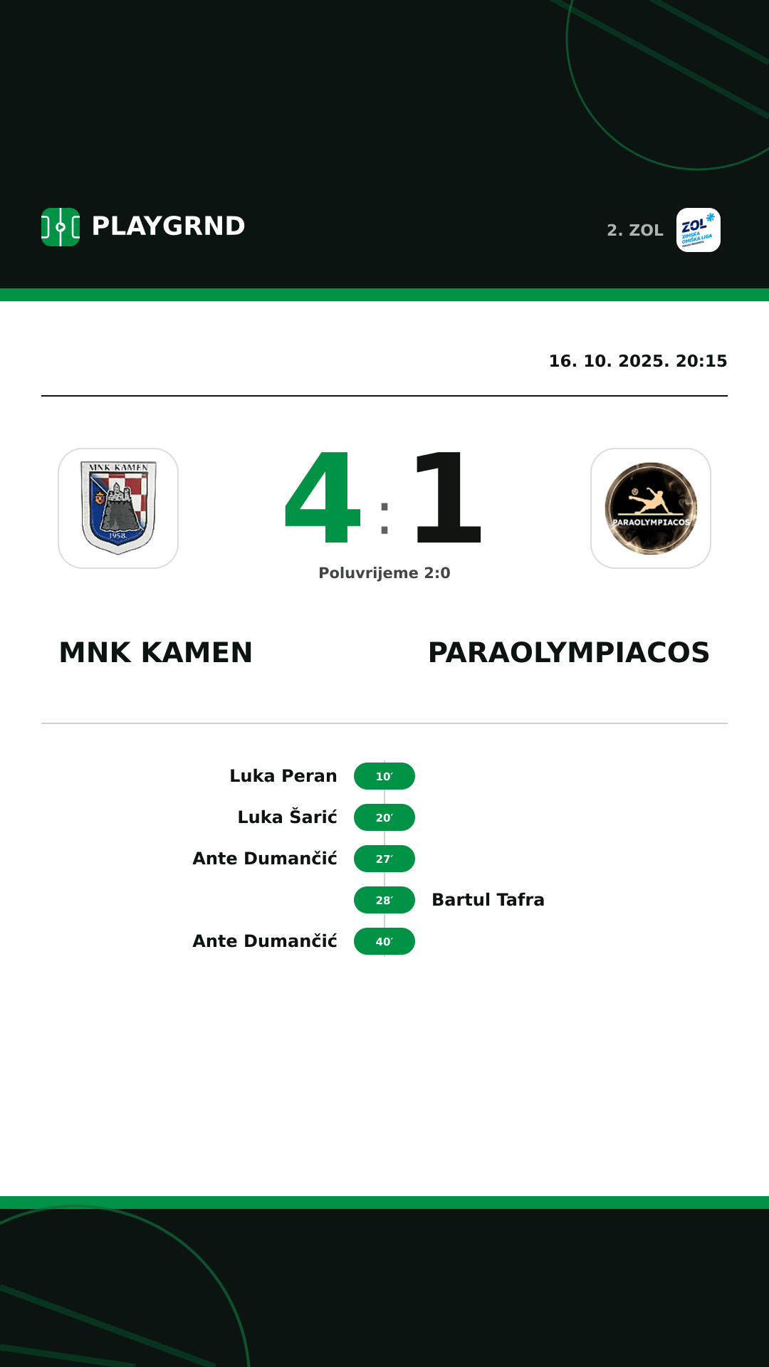 Instagram slika: MNK Kamen 4:1 Paraolympiacos