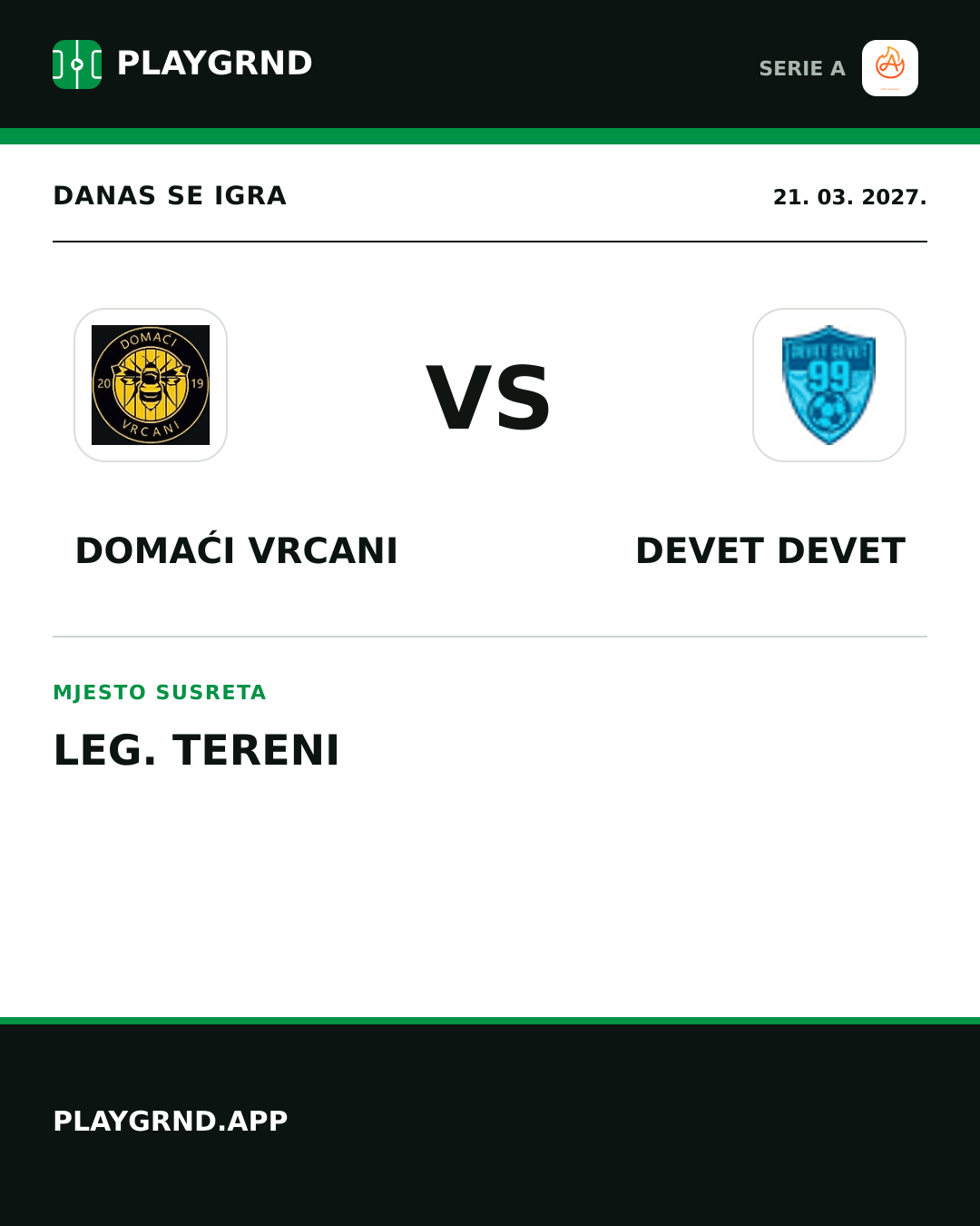 Instagram slika: Domaći Vrcani vs Devet Devet