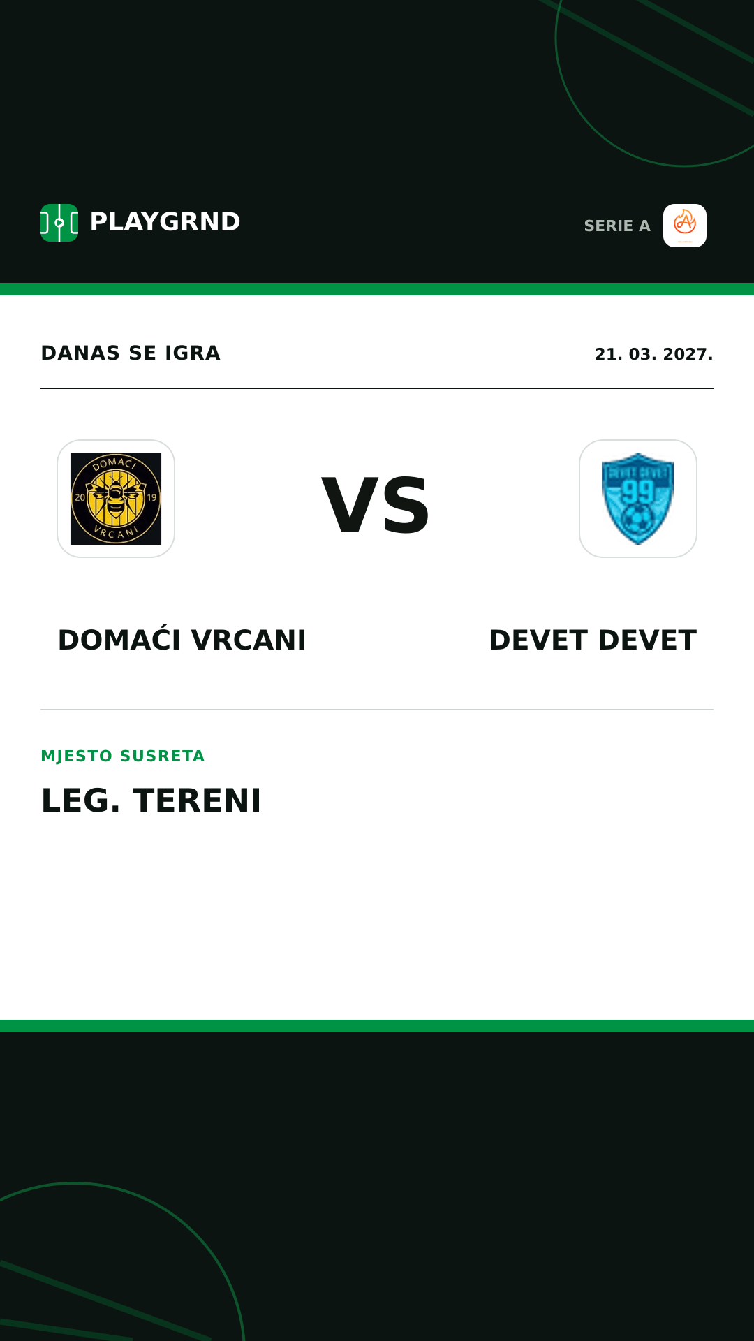 Instagram slika: Domaći Vrcani vs Devet Devet