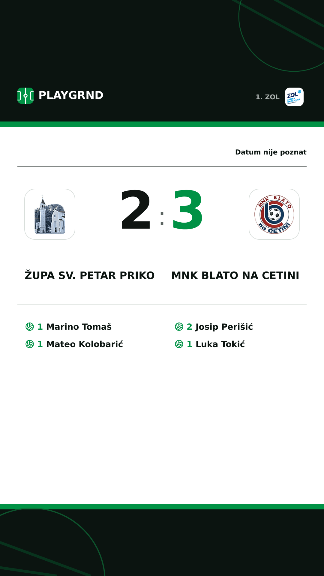 Instagram slika: Župa Sv. Petar Priko 2:3 MNK Blato na Cetini