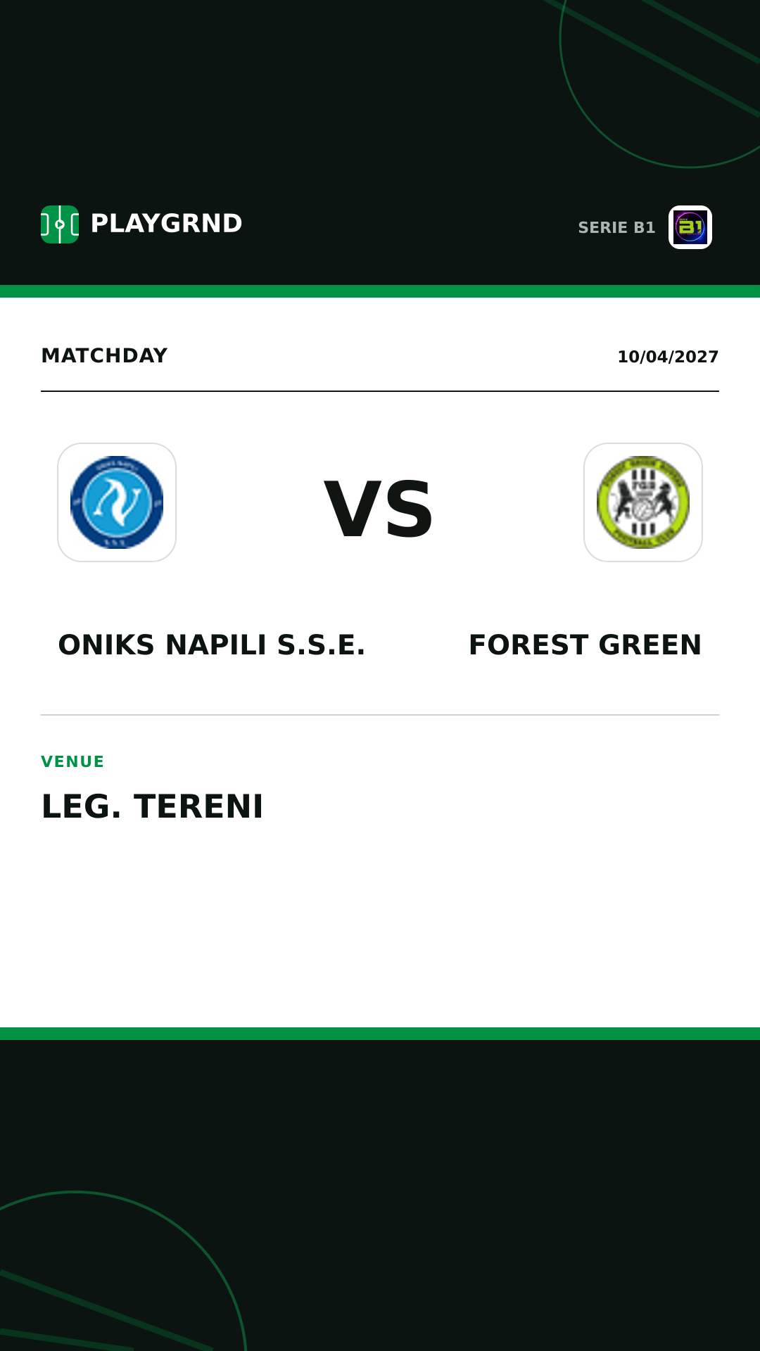Instagram artwork: Oniks Napili S.S.E. vs Forest Green