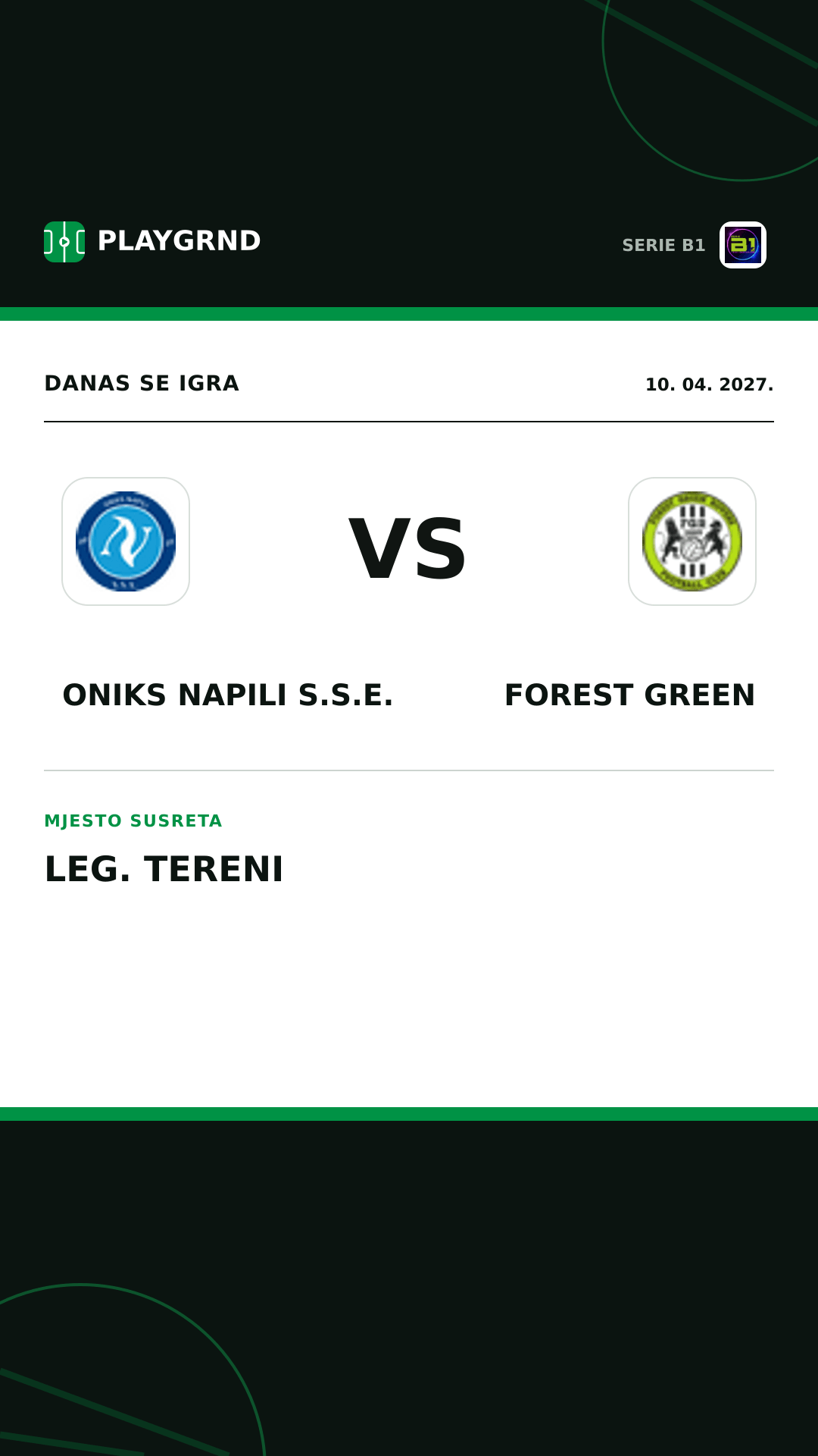 Instagram slika: Oniks Napili S.S.E. vs Forest Green
