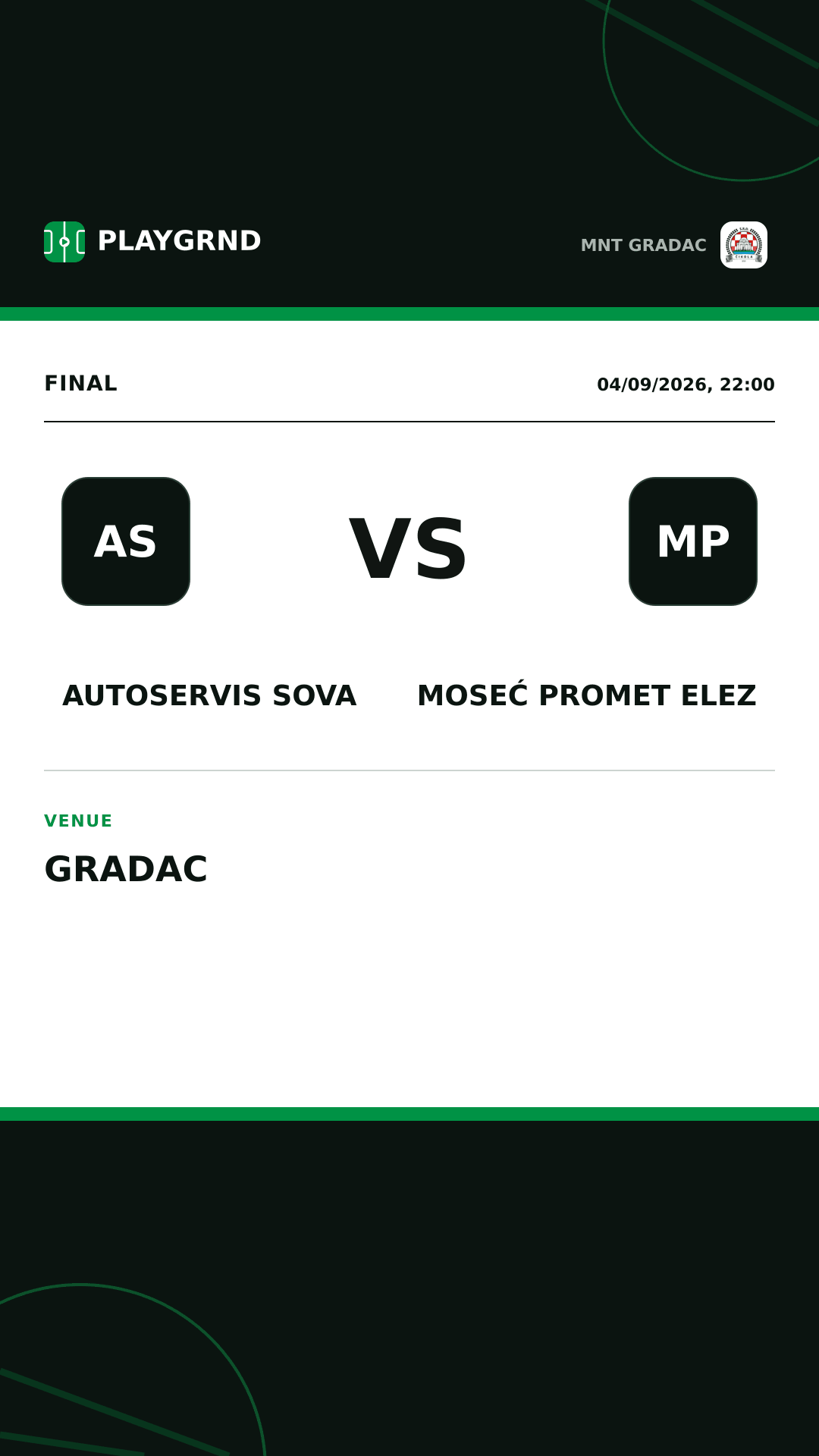 Instagram artwork: Autoservis Sova vs Moseć Promet Elez