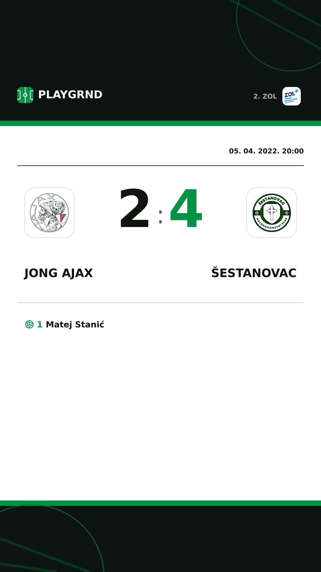 Instagram slika: Jong Ajax 2:4 Šestanovac