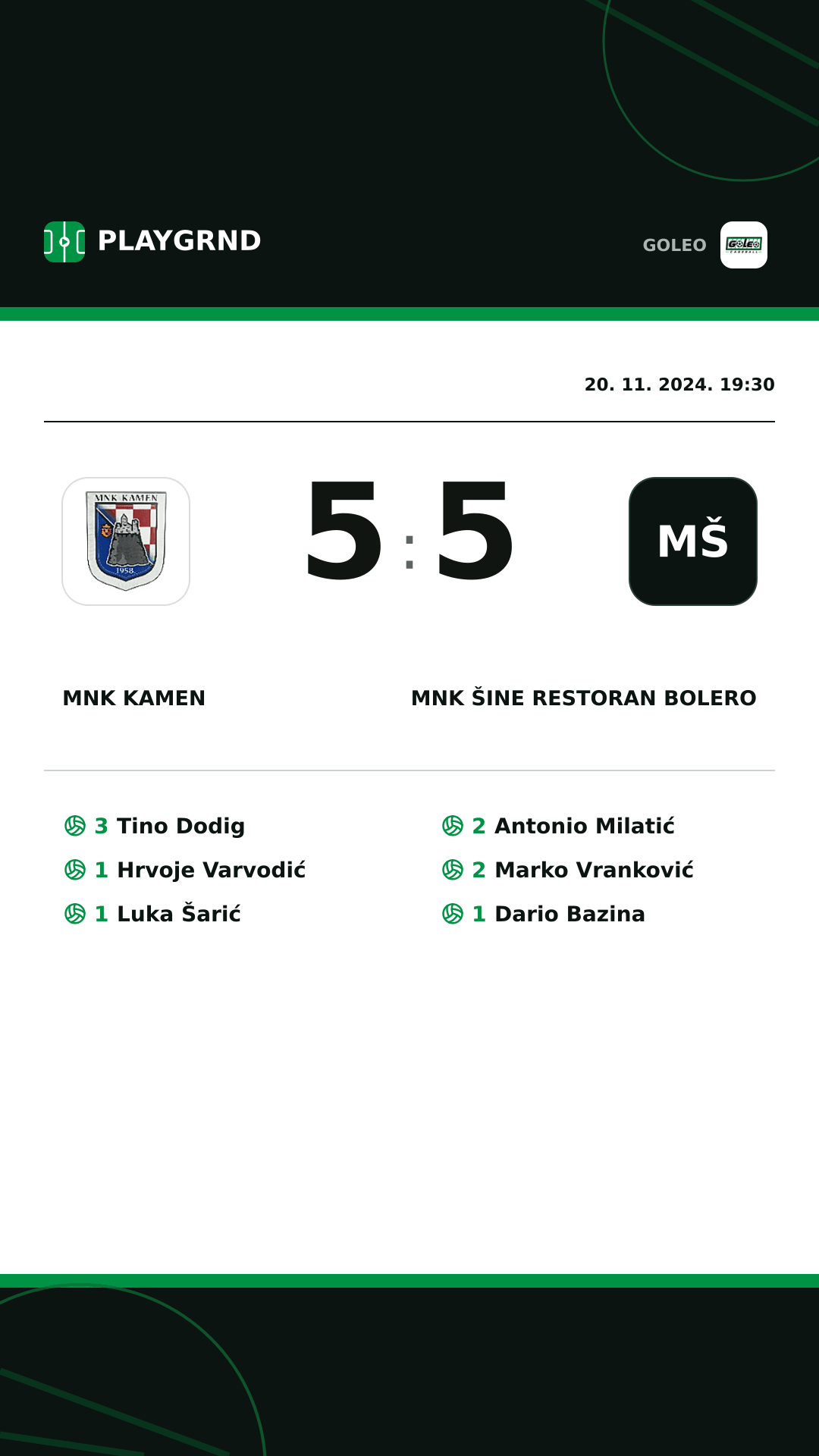 Instagram slika: MNK Kamen 5:5 MNK Šine restoran Bolero