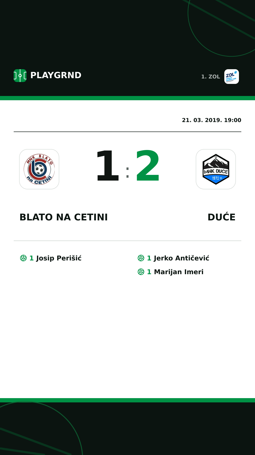 Instagram slika: Blato na Cetini 1:2 Duće