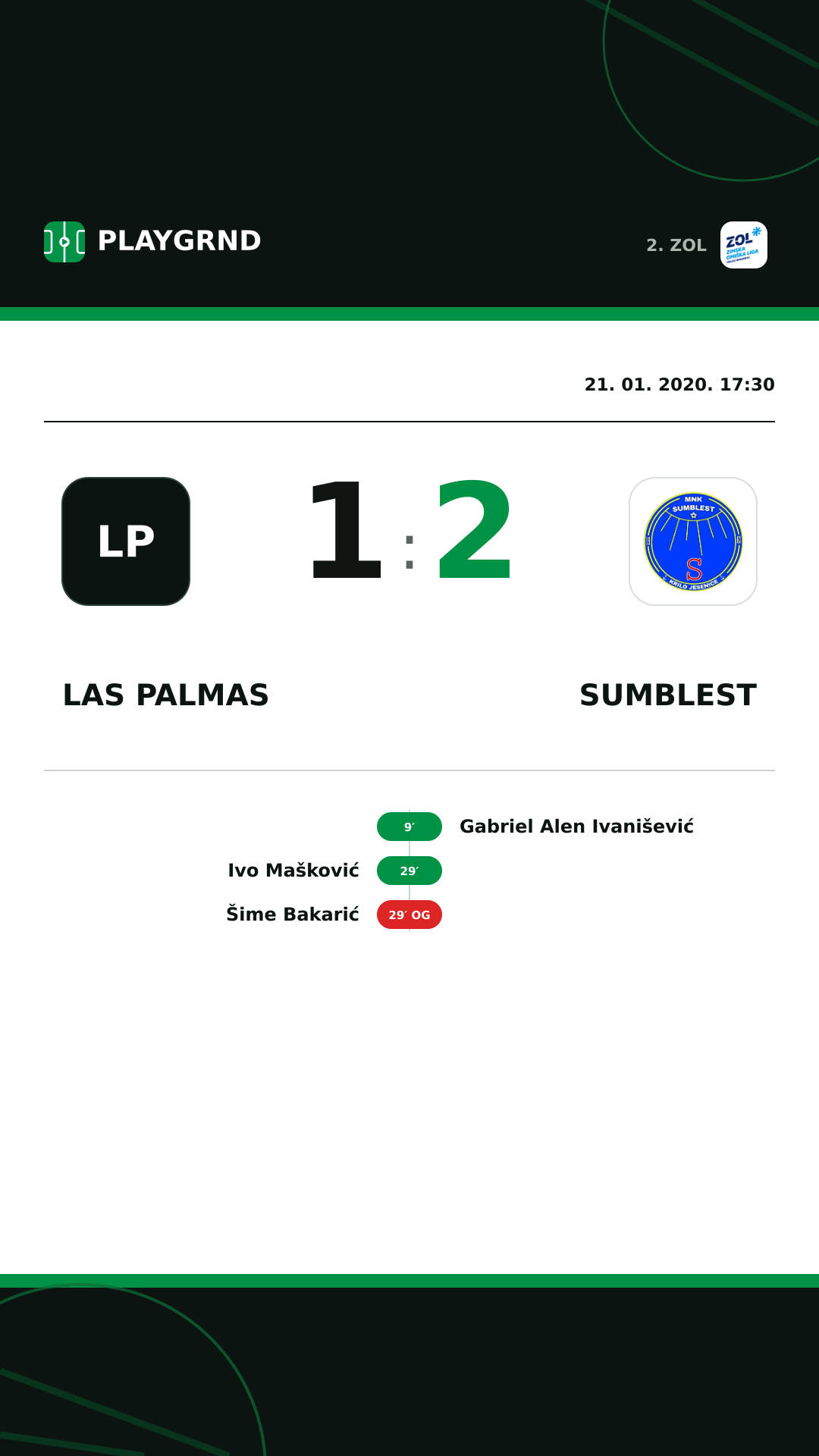 Instagram slika: Las Palmas 1:2 Sumblest