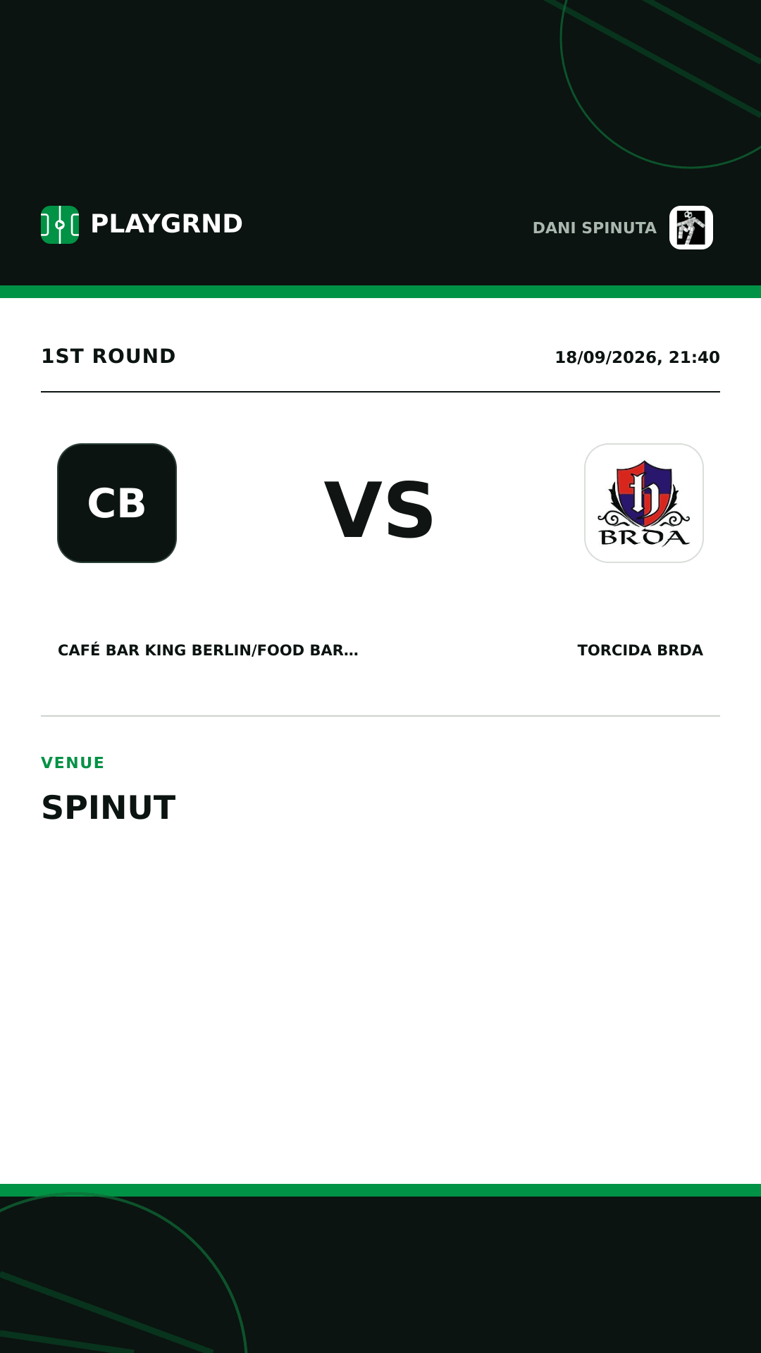 Instagram artwork: Café Bar King Berlin/Food Bar Gabine vs Torcida Brda