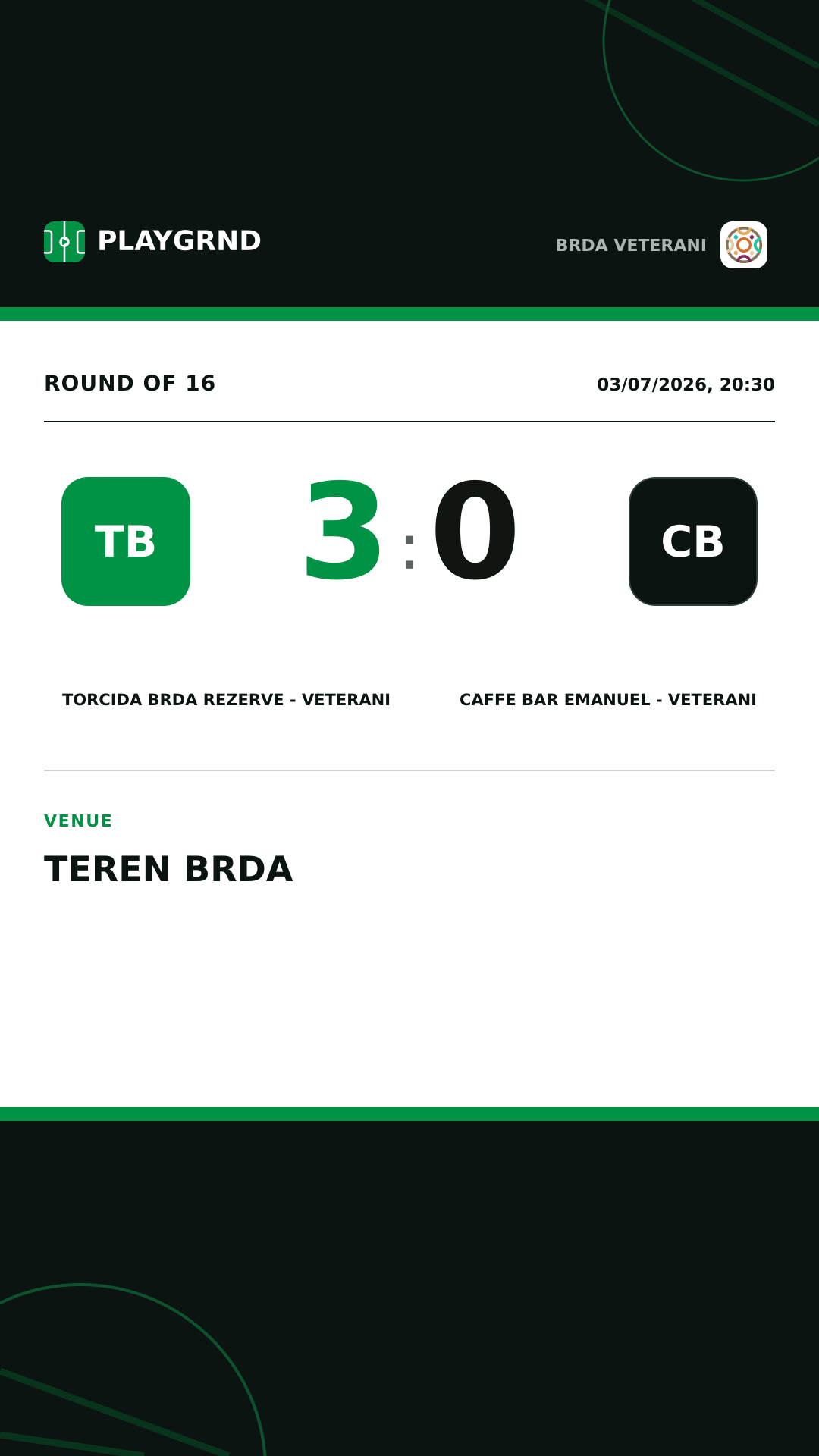 Instagram artwork: Torcida Brda Rezerve - Veterani 3:0 Caffe Bar Emanuel - Veterani