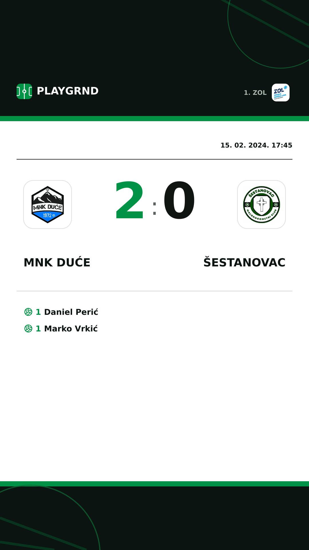Instagram slika: MNK Duće 2:0 Šestanovac