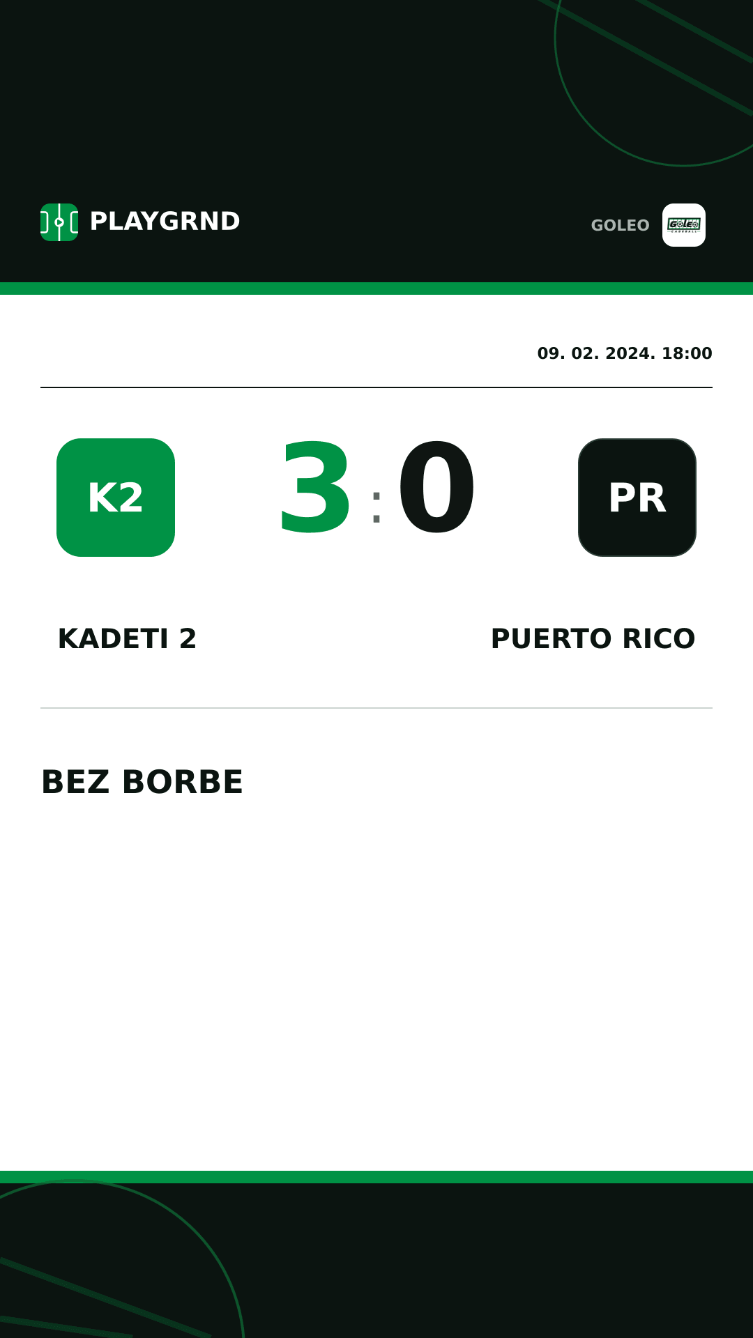 Instagram slika: Kadeti 2 3:0 Puerto rico