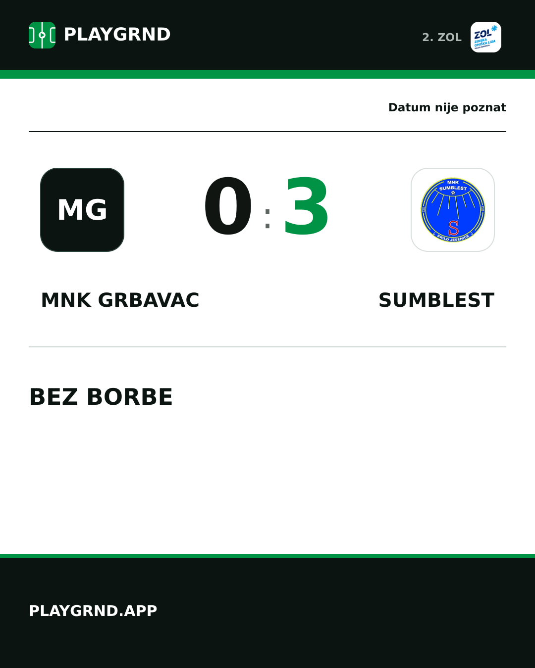 Instagram slika: MNK Grbavac 0:3 Sumblest