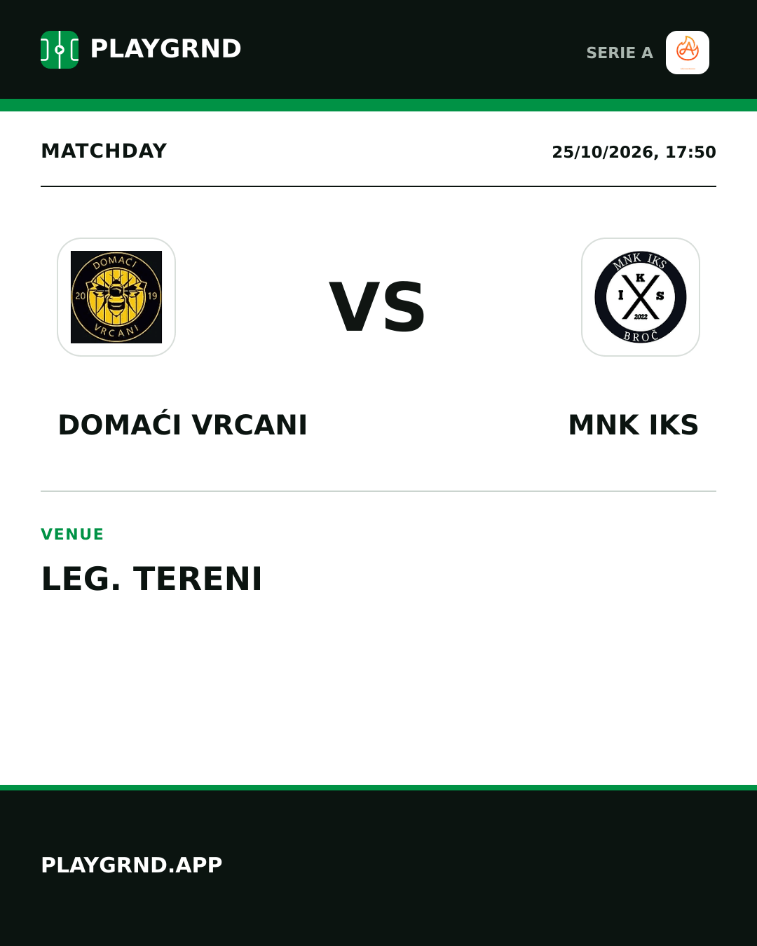 Instagram artwork: Domaći Vrcani vs MNK IKS