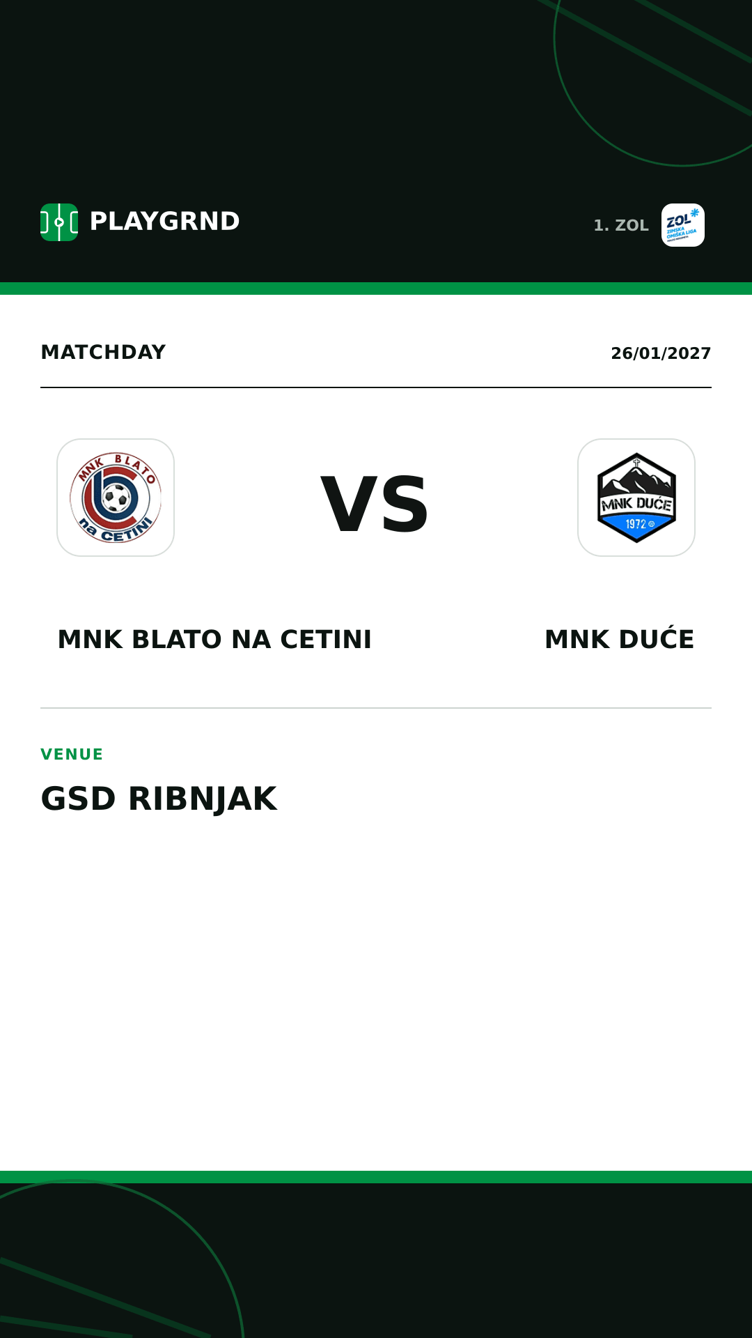 Instagram artwork: MNK Blato na Cetini vs MNK Duće
