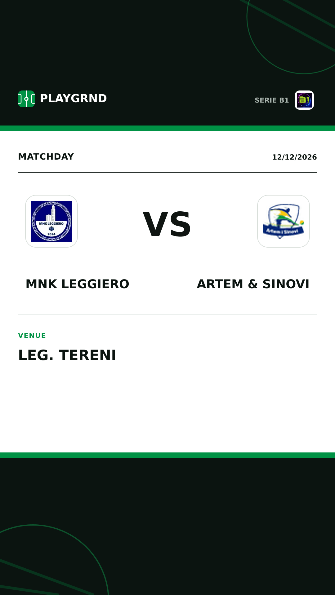 Instagram artwork: MNK Leggiero vs Artem & Sinovi